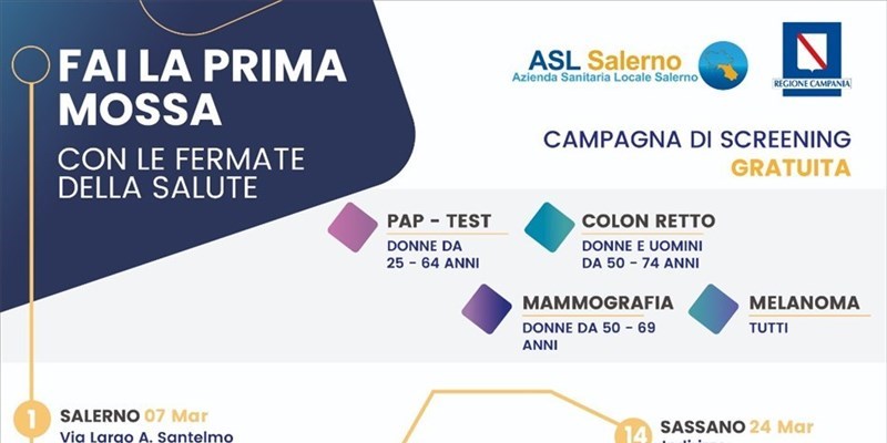 “Fai la prima mossa con le fermate della salute” Screening oncologici gratuiti