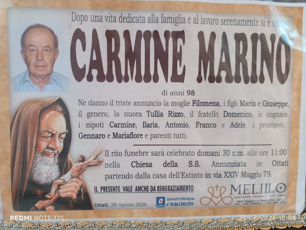 Carmine “Nuccio” Marino, centenario ad honorem